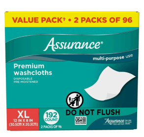 Assurance Premium Disposable Washcloth Wipes, XL (192 Count)